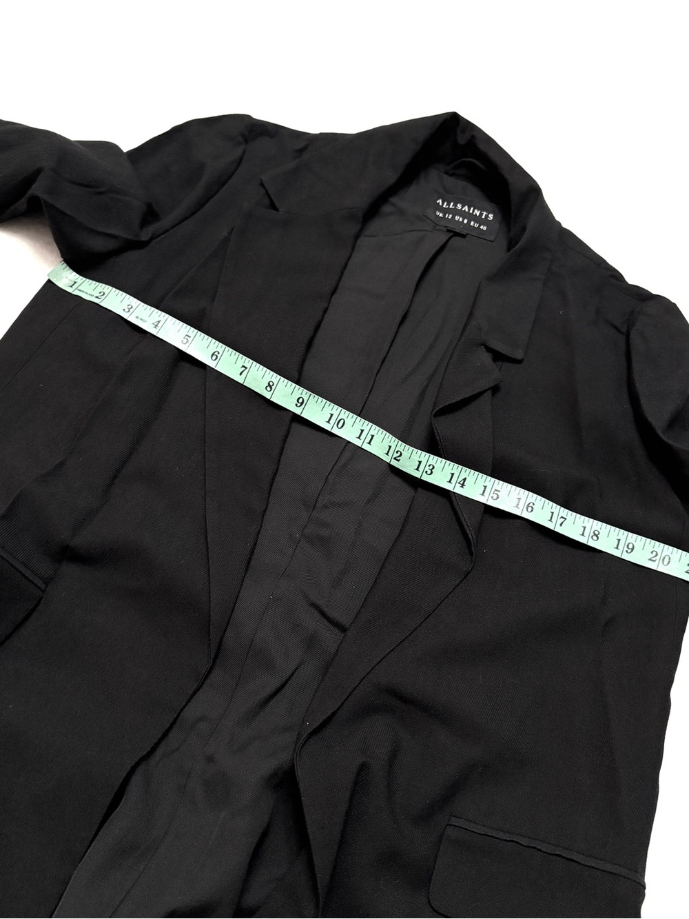 ALLSAINTS sz 8 Aleida Duster Jacket Coat Black Blazer Open Front - Picture 9 of 10